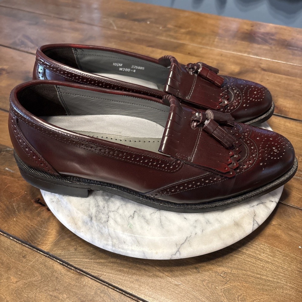 Dexter USA Classic Mens Sz 10.5 M Burgandy Leather Tassel Wingtip Loafers Shoes